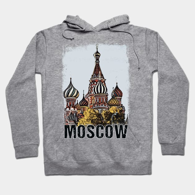 Moscow City Streets Vintage Travel Poster Series grunge edition 06 Hoodie by Naumovski